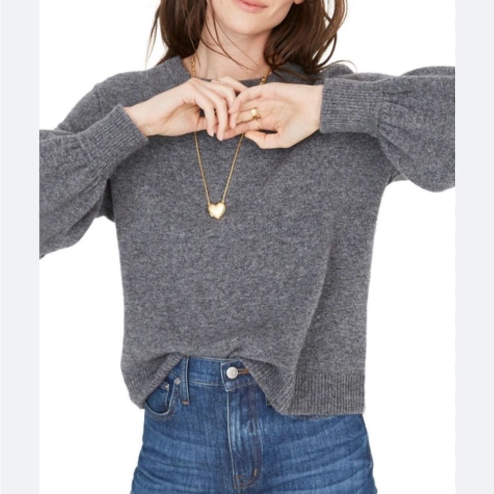Madewell balloon sleeve pullover sweater gray
